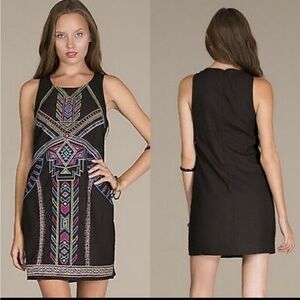 Flying Tomato Black Aztec Dress embroidered small